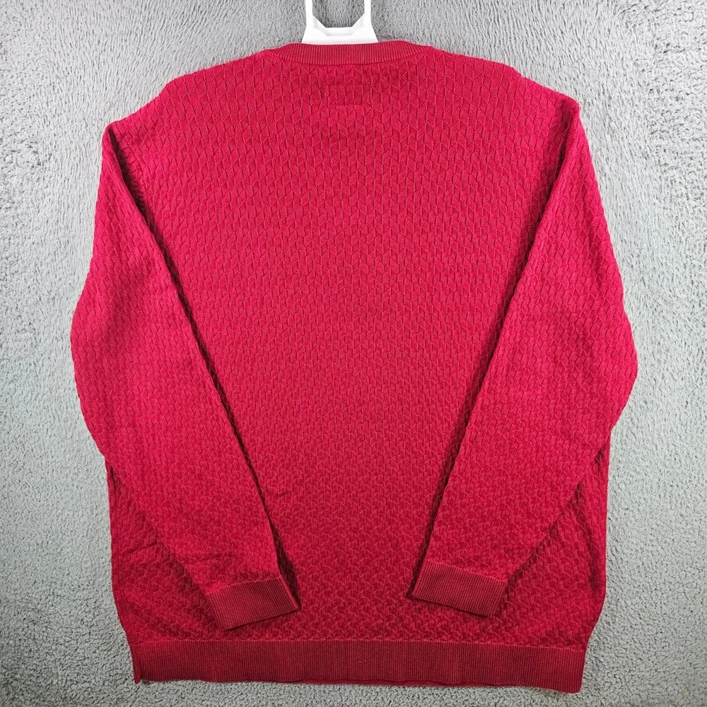 Shaquille O'Neal XLG Mens 4XLT‎ Red Textured Knit Crewneck Sweater Rumba Red New
